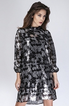 Milu by Milena Płatek MP254 sukienka  Zjawiskowa kreacja, wykonana z pięknie mieniących się srebrno czarnych cekinów, przebojowa i szałowa kreacja, w której zrobisz furorę