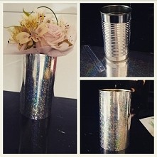 wazon :) potrzebna puszka , klej na goraco, i brstol u mnie akurat srebrny :)