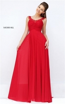 2016 Sherri Hill 50093 V-Neck Backless Beaded Ruched Long Red Prom Dress