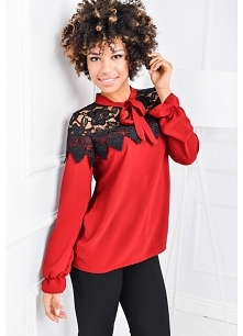 Koszula z ażurową koronką i wiązaniem