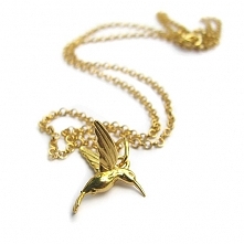 Złocony naszyjnik z kolibrem