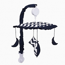 Karuzelka do łóżeczka w granatowe zygzaki