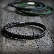 męska bransoletka : SKÓRA : czerń