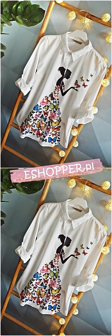 Urocza biała koszula,roll-up z pięknym motywem kolorowych motyli,
to wyjątkowe połączenie które doda dziewczęcego looku
a także stylizacji oryginalności i unikatowego designu,
b...
