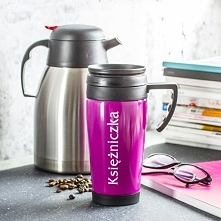 Kubek termiczny plastikowy AMBITION HAPPY KSIĘŻNICZKA RÓŻOWY 400 ml