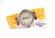 Damski zegarek w kolorze żółtym, żółty pasek. Zegarek damski - projekt autorski od Szmacianemisie.pl