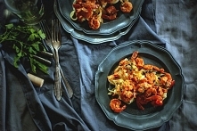 Tagliatelle z krewetkami i papryką