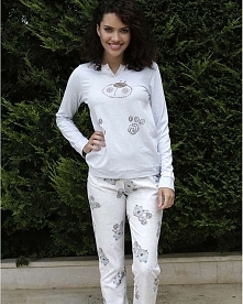 Urocza piżama damska w błękitnym kolorze, miękka bawełna i subtelny design :):)