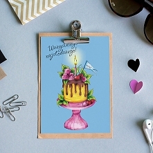 Kartka urodzinowa "Naked Cake"