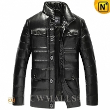 CWMALLS® Black Leather Down Jacket CW807036