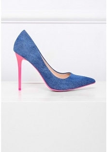 Szpilki jeans z różową podeszwą / ZOiO.pl