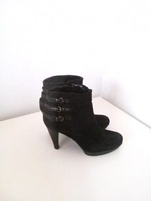 38 Botki aksamit szpilka skórka Klasyczne czarne