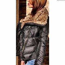 Kurtka Damska Puchówka z Futrzanym Kołnierzem Hit Najnowszy Model na Wiosnę Jesień Zimę 2017 model #117 Promocja w sklepie FASHIONAVNUE