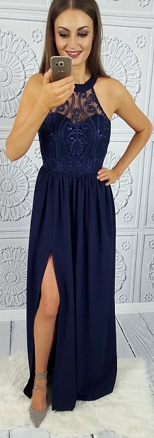 Maxi dress długa granatowa sukienka dla druhny polski sklep onilne