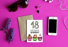 Kartka na 18-ste urodziny "Cupcakes"