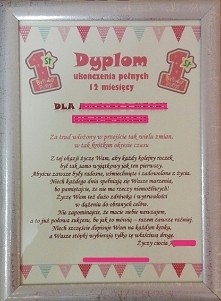 Dyplom dla chrzesniaczkek z okazji roczku ;)