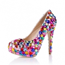 Świecący Kryształ Multi-kolory Szpilka Szpilki Pompy Buty Na Obcasie Stylowe Buty