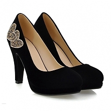 Piękny Czarny Czółenka Rhinestone Grube Buty Na Obcasie Zamszu Damskie Stylowe Buty Wieczorowe