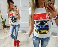 BULLDOG FRANCUSKI 
STREET'owa biała MODERN FRENCHIE doggie, bawełniana bluzeczka o nowoczesnej i awangardowej grafice tworzy unikatowy
i oryginalny look , idealna do wielu ...