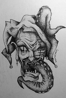 Joker mojego autorstwa, jak myślicie, ciekawy pomysł na tatuaż? ;) 
technika: dotwork
