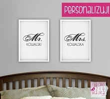Komplet 2 ramek A4 "Mr./ Mrs." - personalizacja