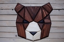 drewniany miś / niedźwiedź na ścianę