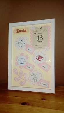 Metryczka dla Zosi na chrzciny