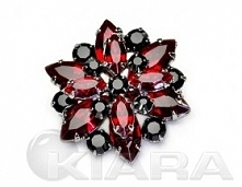 Broszka czarno bordowa wykonana ręcznie (handmade) w kształcie dwuwarstwowego, przestrzennego kwiatka z bardzo błyszczących prawdziwych kryształów. Bez niklu w galwanizacji rute...