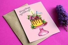 Kartka urodzinowa "Naked Cake Light Pink"
