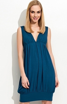 Folly F13 sukienka granatowa Komfortowa sukienka, fason typu bombka, szerokie ramiączka