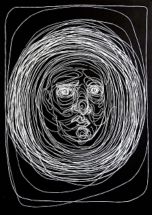 Portret abstrakcyjny - linoryt