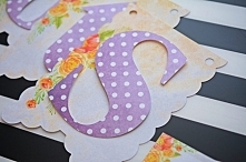 Party Shop: Zestaw dekoracji urodzinowych: girlanda Sto Lat w kwiaty Dekoracje urodzinowe dla dzieci handmade