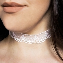 bialy choker koronkowy - sk...