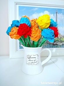 Przepiękne róże wykonane z bibuły marszczonej - nowa instrukcja już na blogu! :)