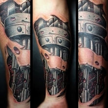 26/5000 Biomechanical tattoo hand