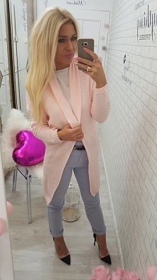 cudny rózowy kardigan cygaretki od Cindy99 z 30 kwietnia - najlepsze stylizacje i ciuszki