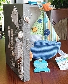 Drewniane pudełko na skarby dziecka.Morskie klimaty.