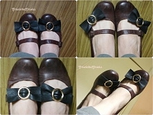 skórzane kokardki na buty Diy