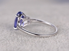 2.8CT OVAL CUT BLUE TANZANITE AND DIAMOND ENGAGEMENT RING 14K WHITE GOLD LOOP