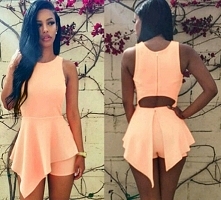 Kombinezon spodenki kreacja na codzień lososiowa od KATIE01 z 16 czerwca - najlepsze stylizacje i ciuszki