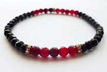 Bransoletka czarny Onyks i Agat rubinowy