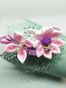 opaska kwiat i motyl kanzashi