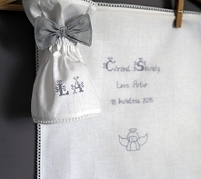 REZERWACJA Komplet - szatka do chrztu  i okapnik