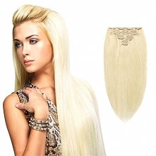 70g 16 Inch #60 Platium Blonde Straight Clip In Hair WCLD0014
