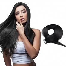 20pcs 50g Straight Tape In Hair Extensions #1 Jet Black TPMH004