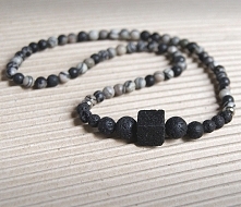 naszyjnik MĘSKI :: jaspis picasso & lawa