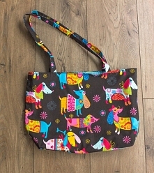 Torba bawełniana w kolorowe jamniki.