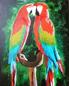 papugi na płótnie