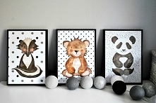 3 plakaty / zwierzaki i kropki A4
