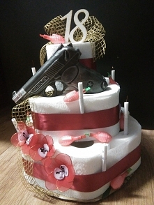 tort z papieru toaletowego na osiemnastkę- prezent dla dziewczyny która chodzi do szkoły policyjnej